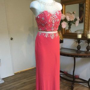 DANCING QUEEN Halter Neck Long Dress Embellished Sleeveless A-Line Stretch S